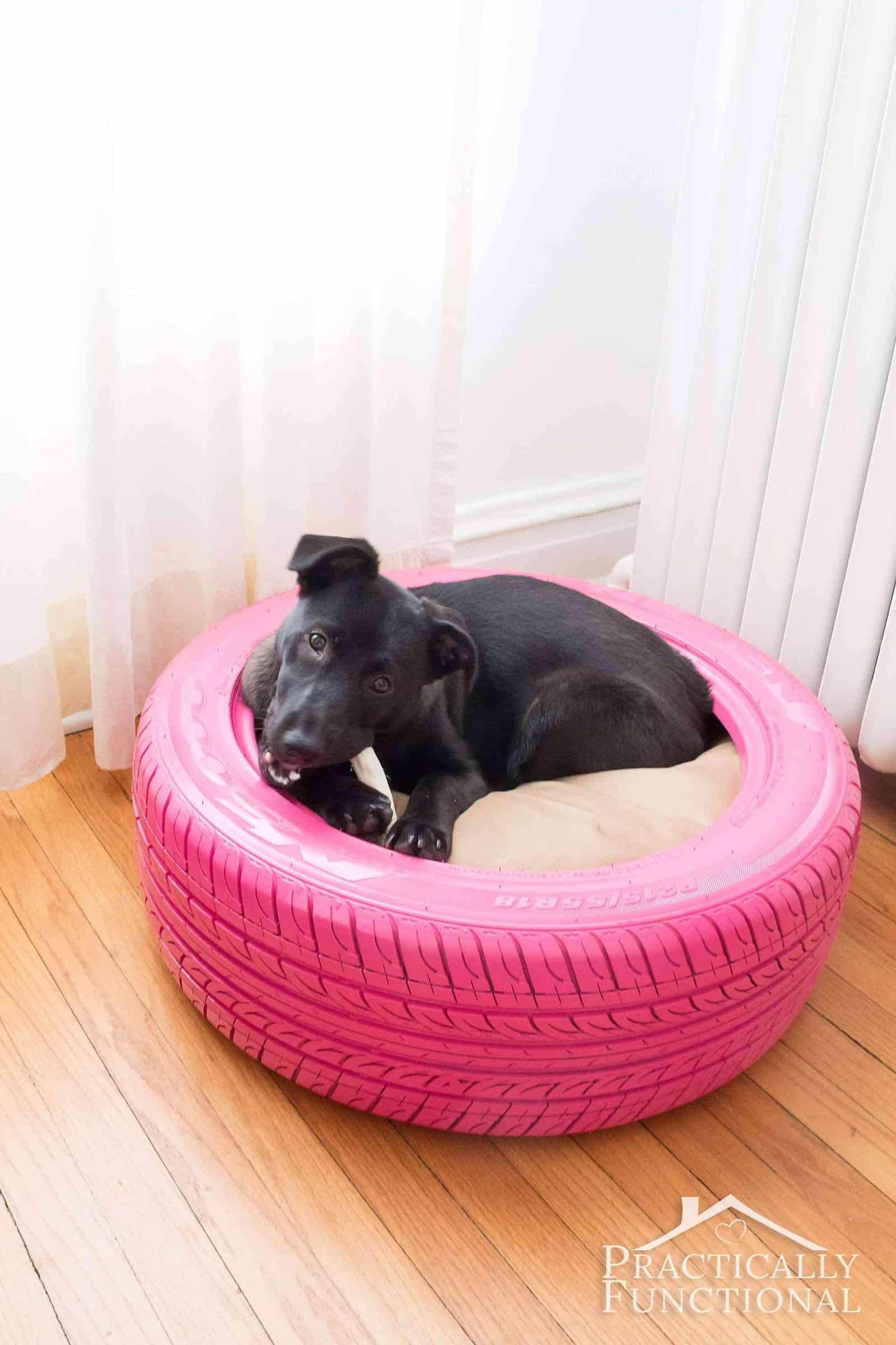 Recycled tire dog bed