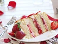 Strawberry rhubarb cake 200x150 Fruity Zest and Floral Hues: 15 Delicious Spring Dessert Recipes