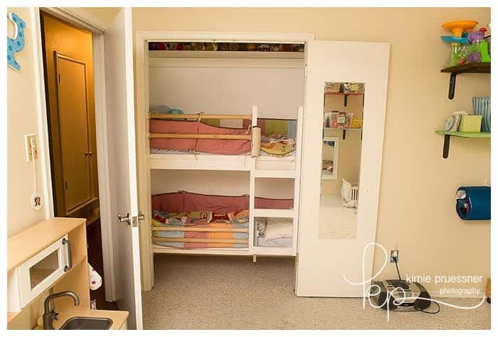 Turn a closet into a bunkbed nook