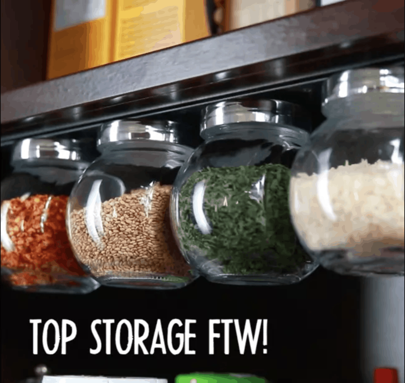 Under-the-cupboard jar storage