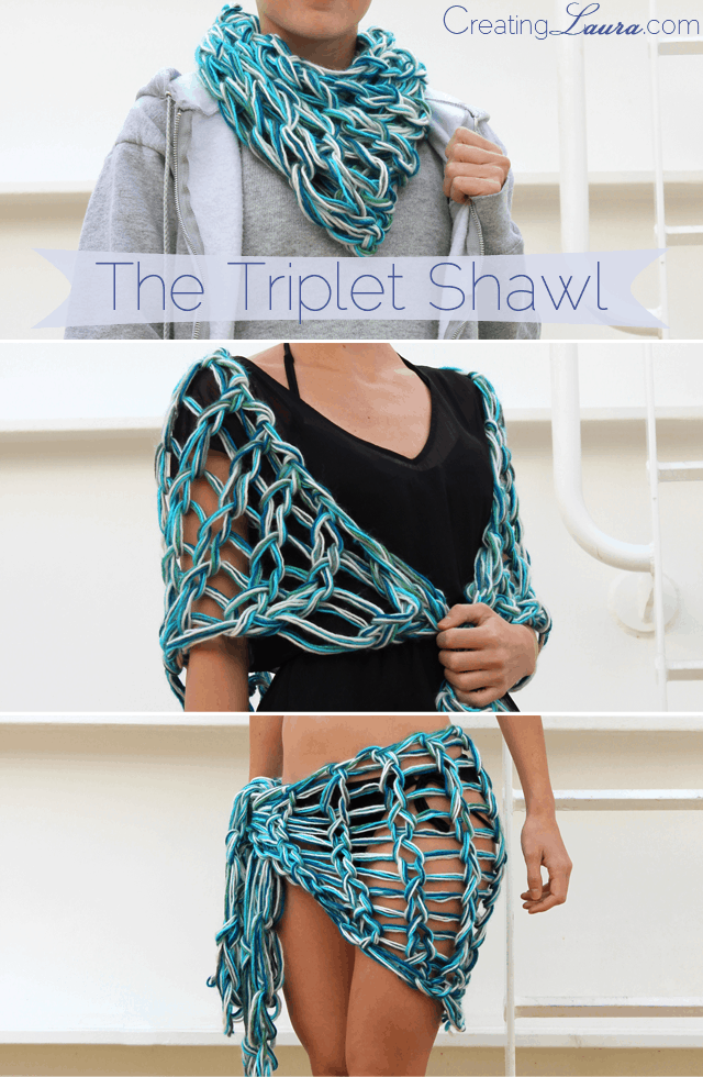 Arm knit Triplet shawl