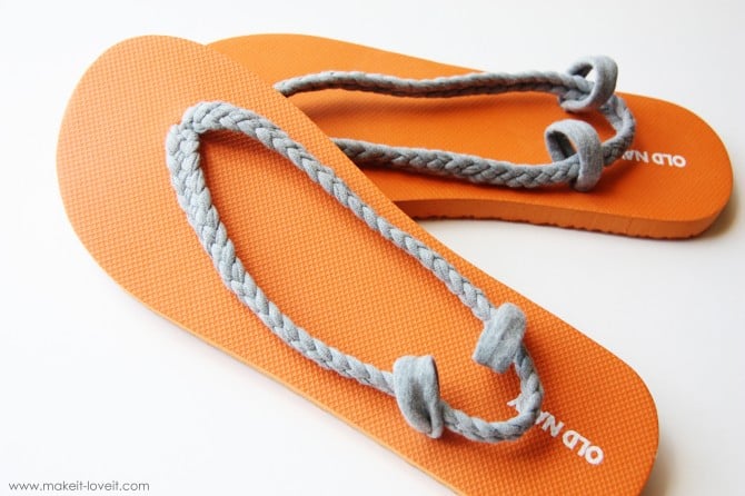 DIY flip flop refashion with braided straps
