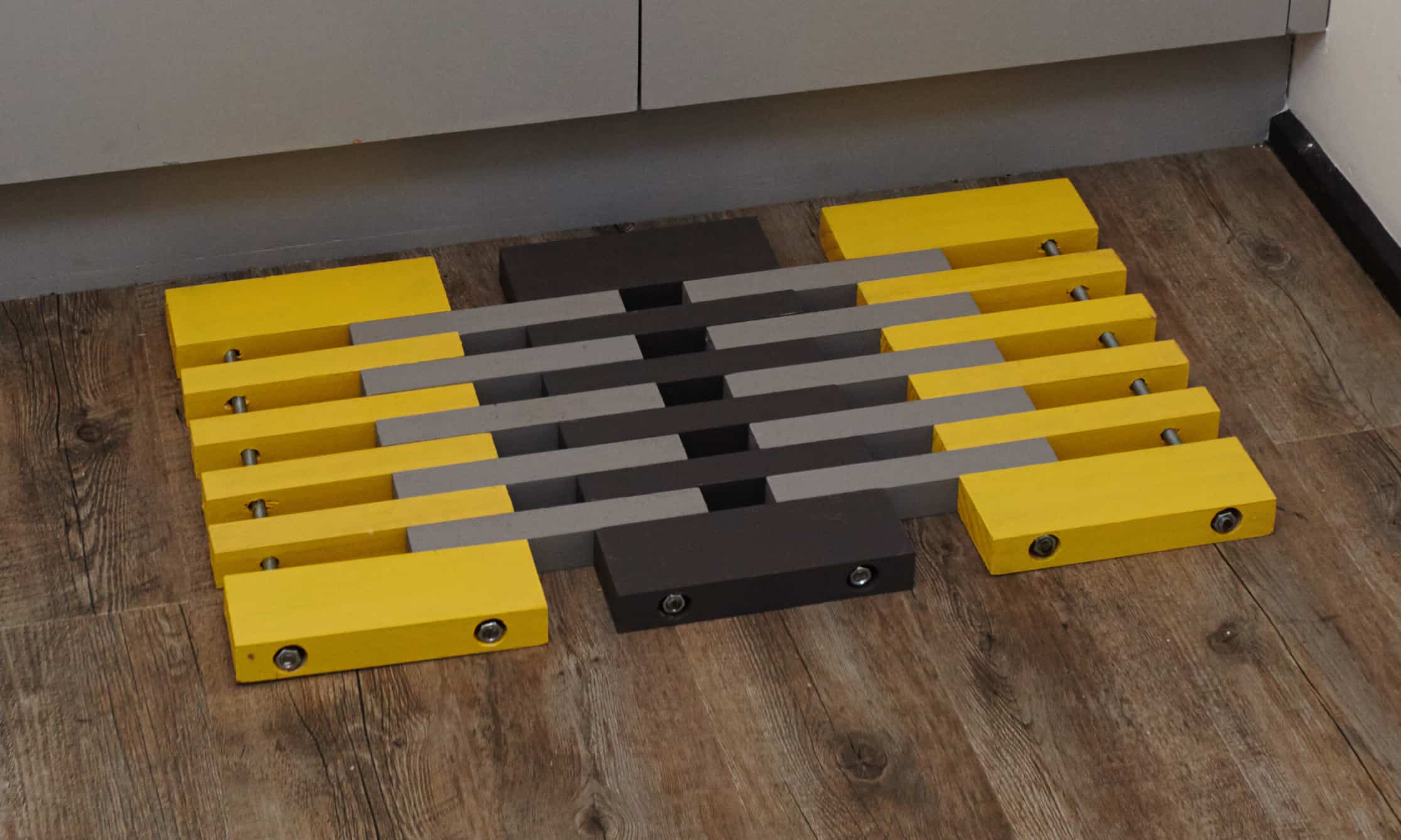 DIY wooden slat kitchen floor mat