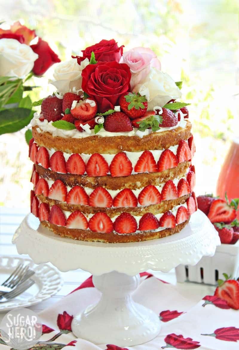 Layered strawberry rhubarb shortcake