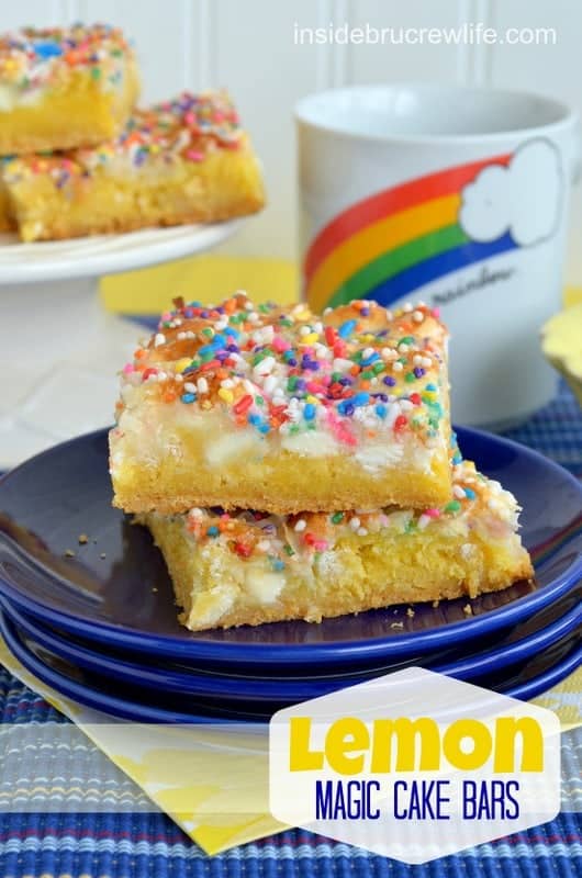 Lemon magic bars with rainbow sprinkles
