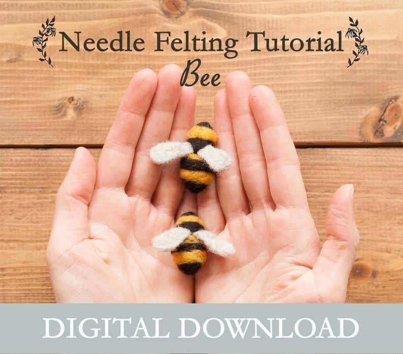 Simple needle felted bees