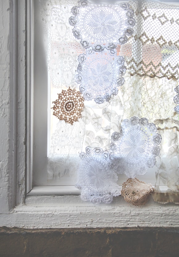 Lace doily curtains