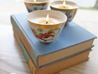 Teacup candles 200x150 14 Old Teacups Repurposing Ideas You Will Love