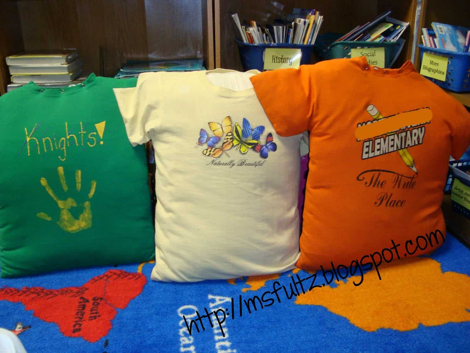 Throw pillows from old t-shirts
