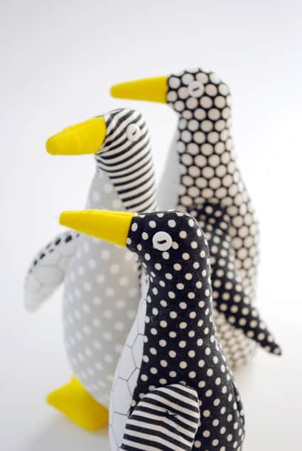 DIY scrap fabric penguins