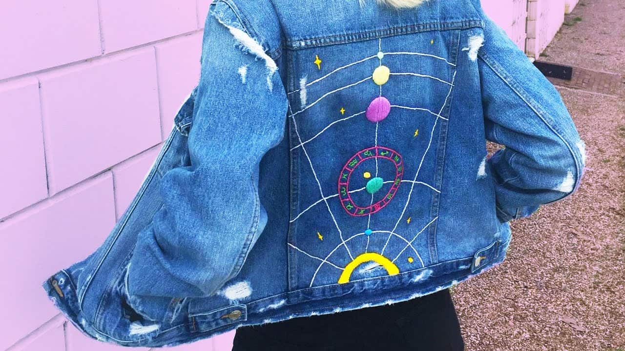 Solar system embroidered jacket back