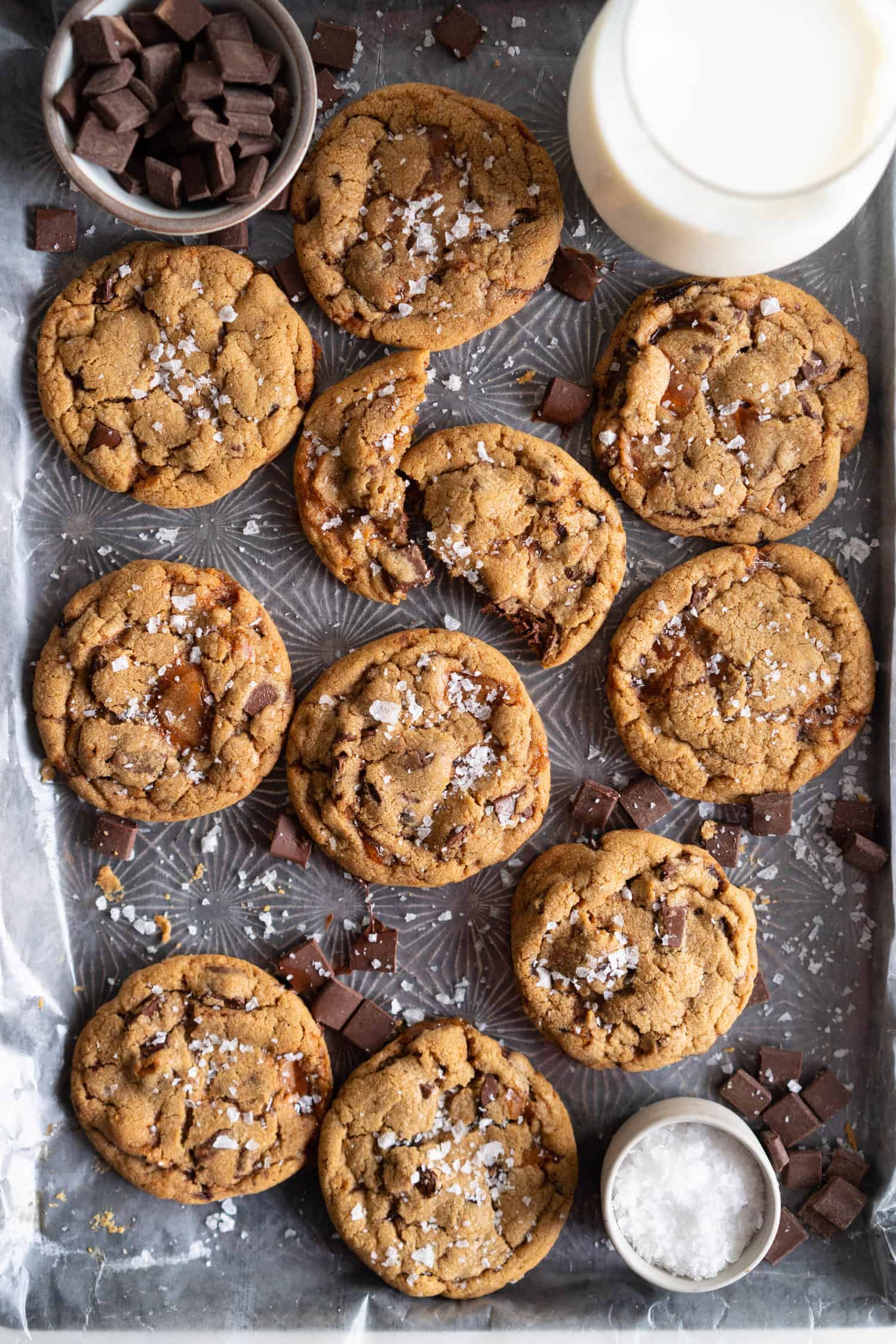 Brown butter salted caramel chocolate chunk cookies