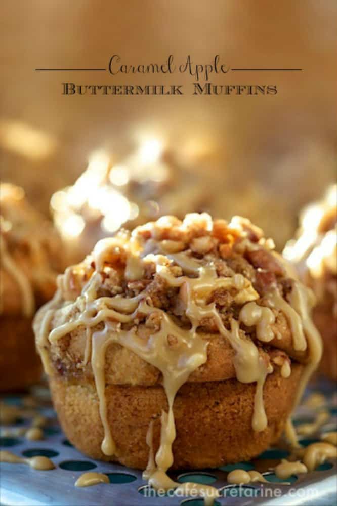 Caramel apple buttermilk muffins