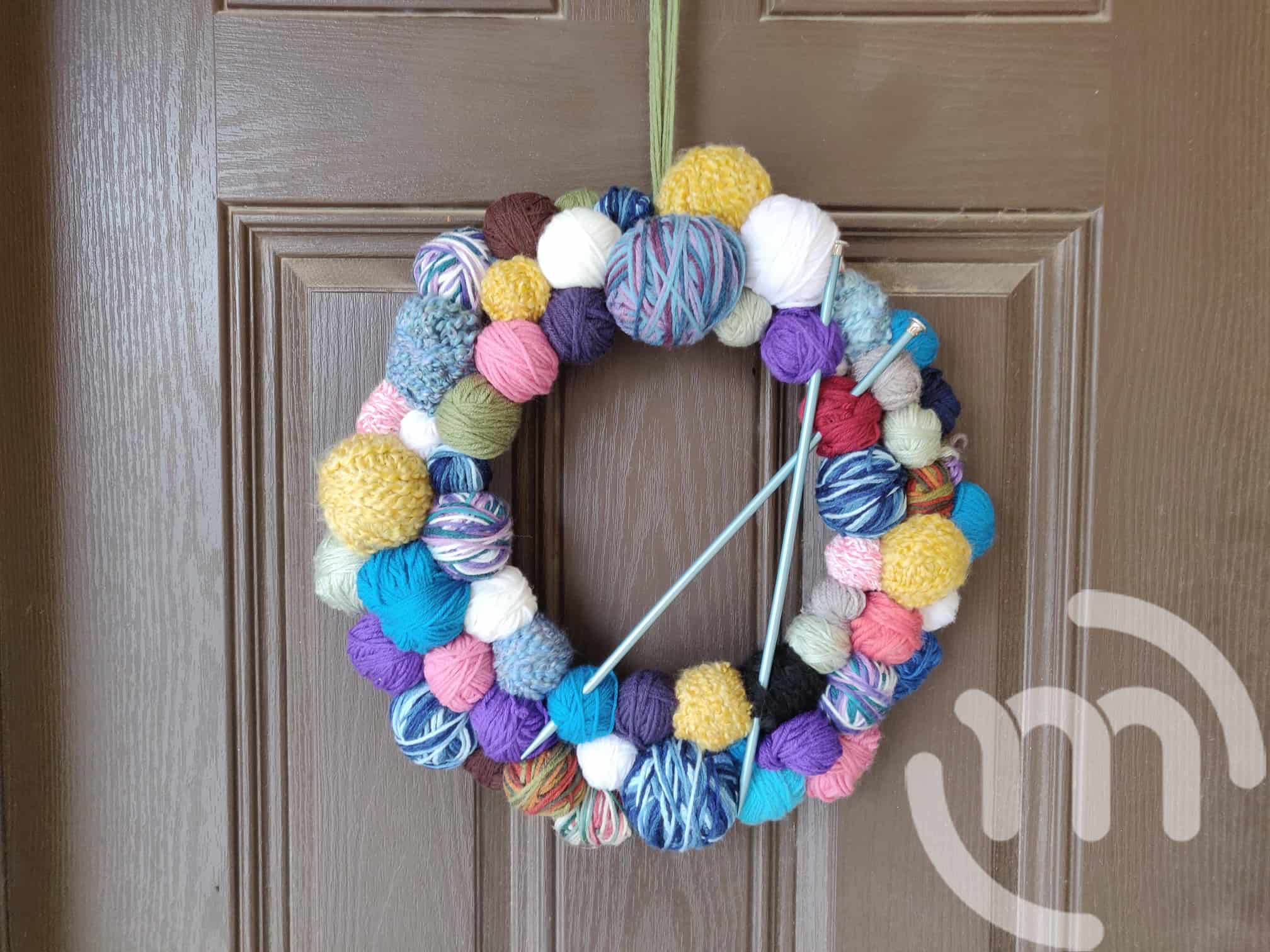 DIY ball of yarn wreath