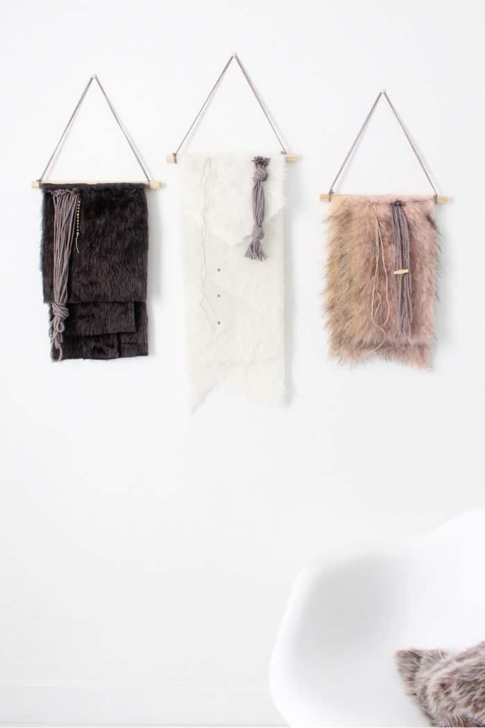 DIY faux fur wall hanging