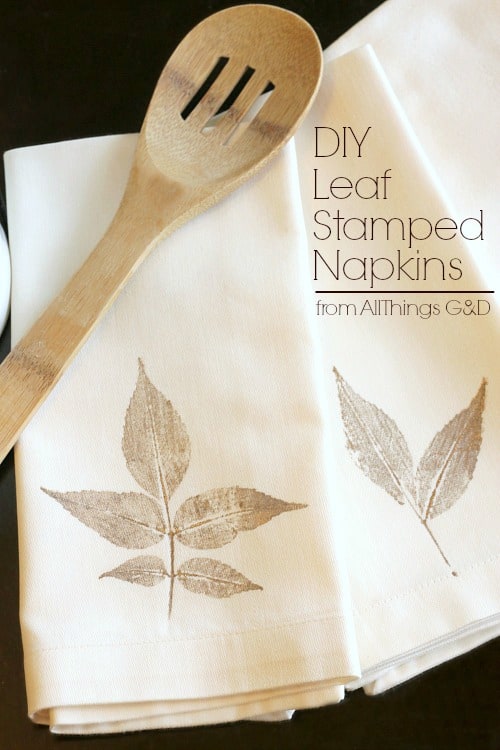 DIY leaf stamped napkins 15 Beautiful Fall Leaves Crafts (Tutorials Included)