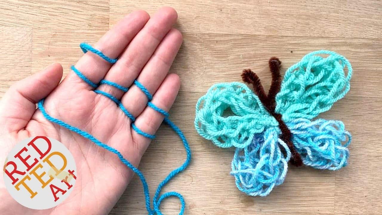 Easy finger knitting butterfly