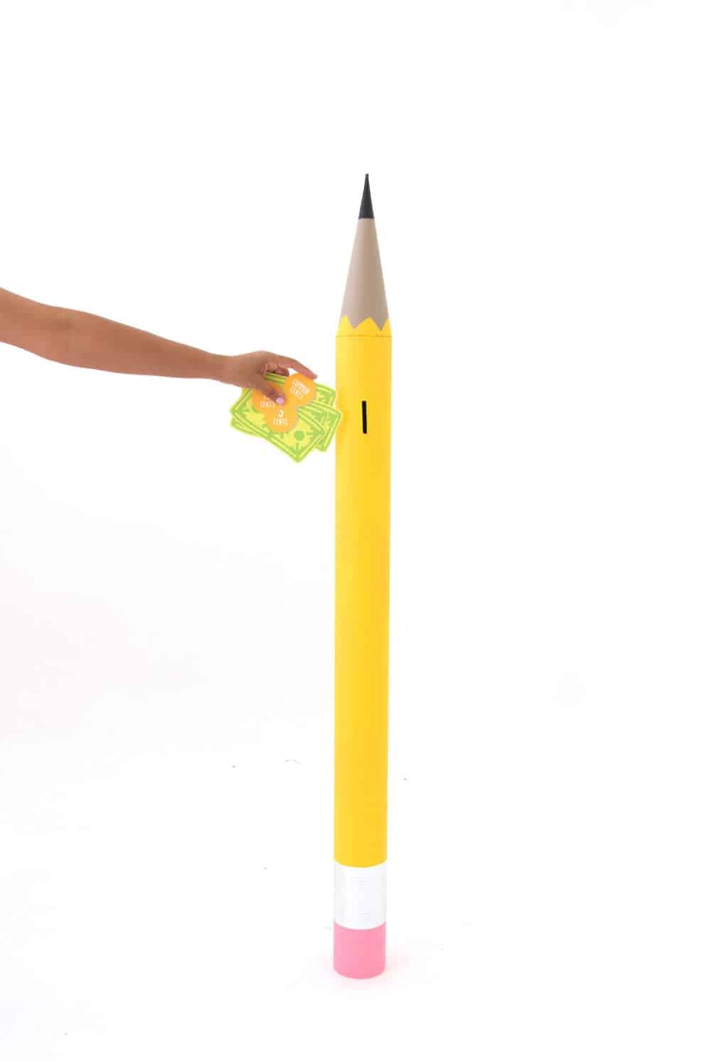 Giant mail tube pencil piggy bank