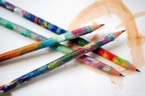 Napkin decoupage pencils