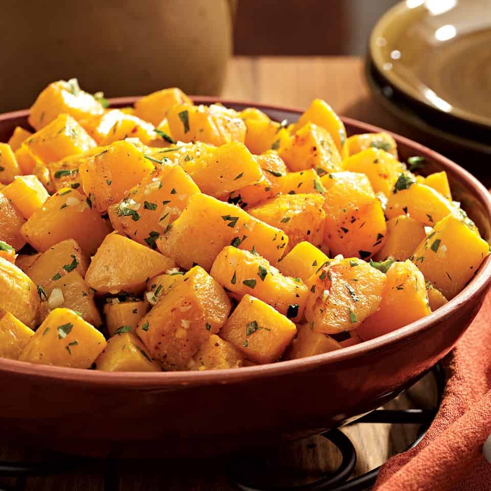 Oven roasted squash with garlic and parsley