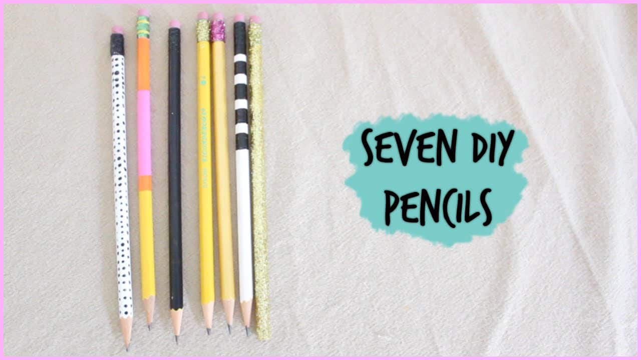 Seven striped and polka dotted pencils 15 Fun DIY Pencils (Ideas + Tutorials)