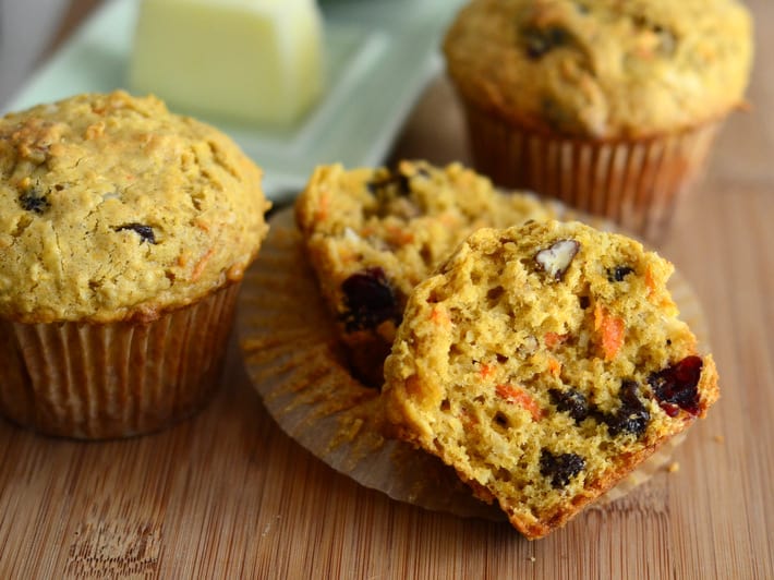 Carrot, coconut, and oatmeal breakfast muffins