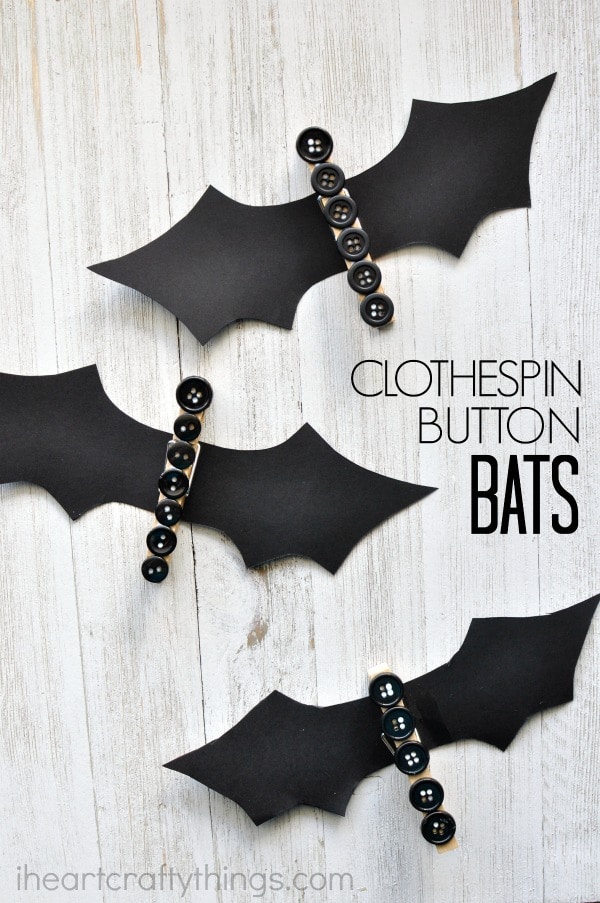 Clothespin and button bat craft