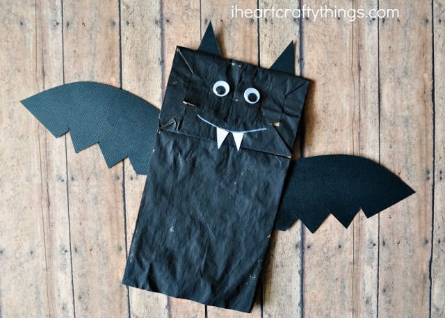Paper bag bat puppet
