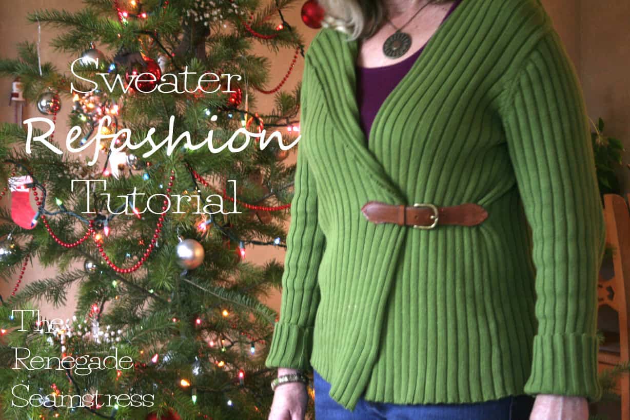 Belted sweater refashioning