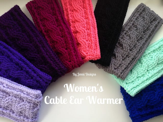 Bordered crocheted ear warmers
