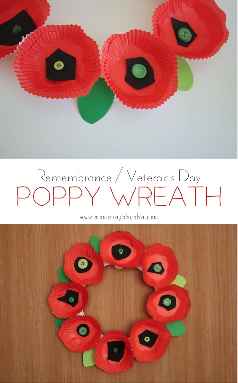 Cupcake liner poppy wreath Remembrance Day Crafts and Activities