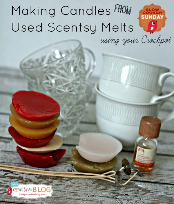 DIY crockpot candles from used Scentsy and other oil melts