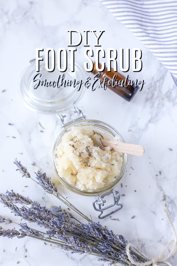 DIY exfoliating and smoothing lavender foot scrub