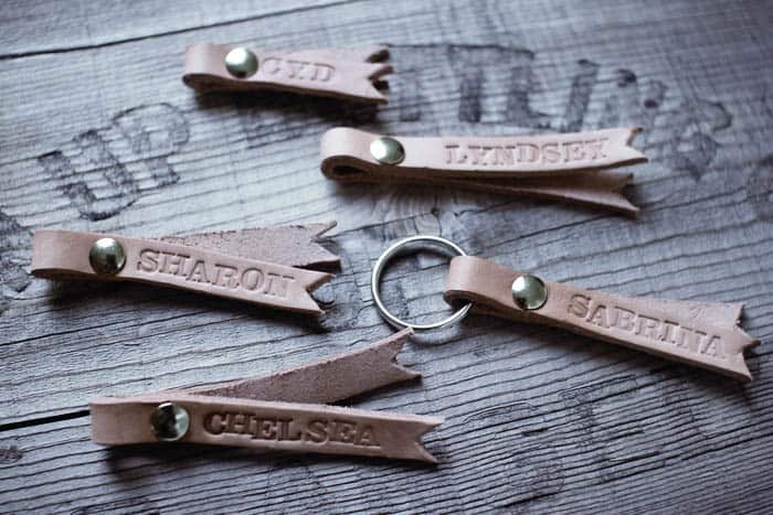 DIY monogrammed leather keychain