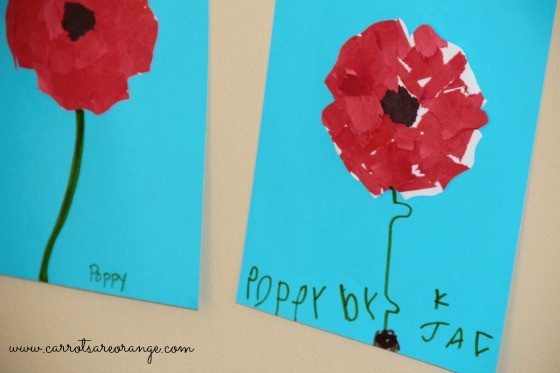 Easy torn paper poppies