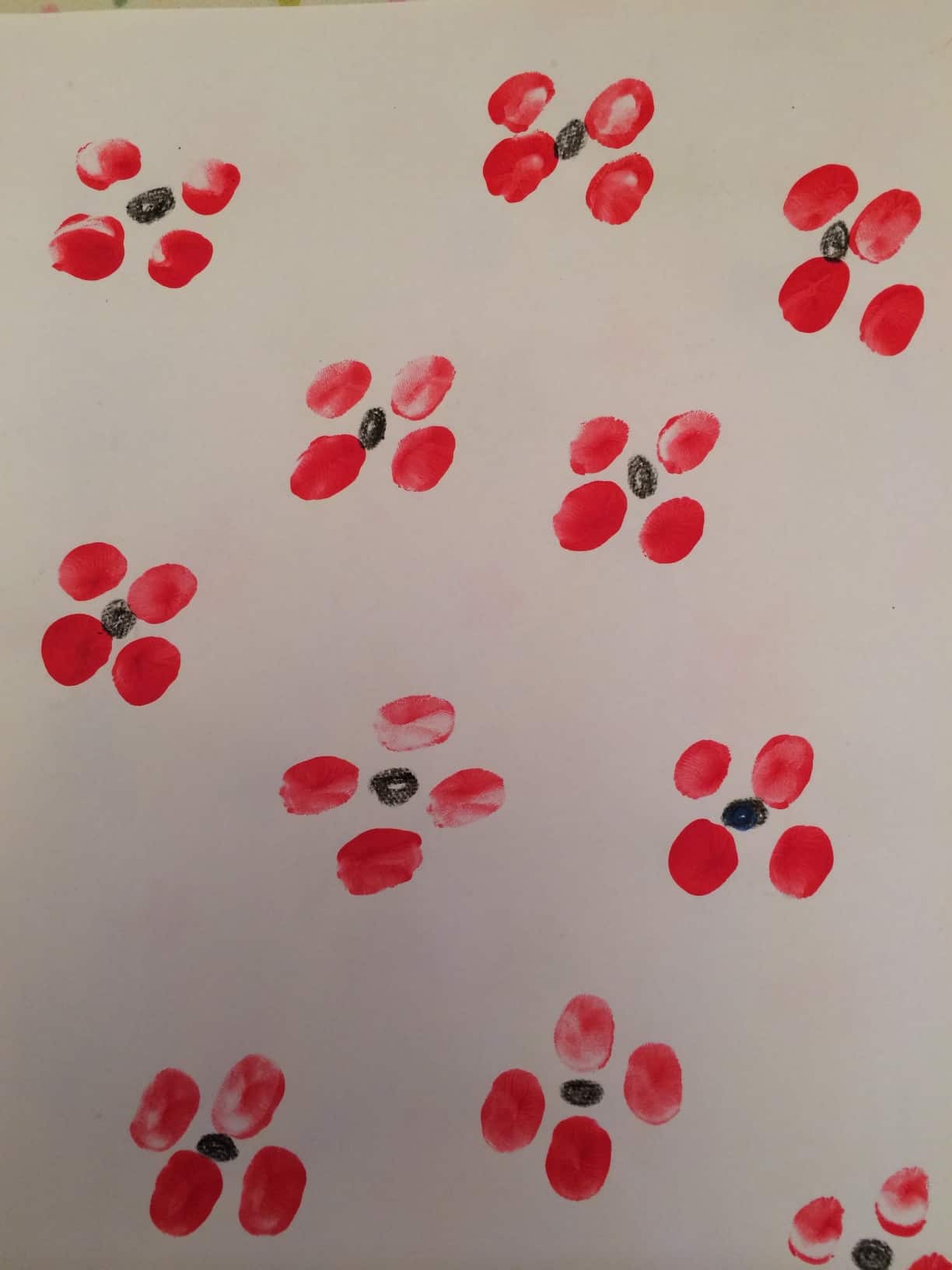 Finger print poppy painting
