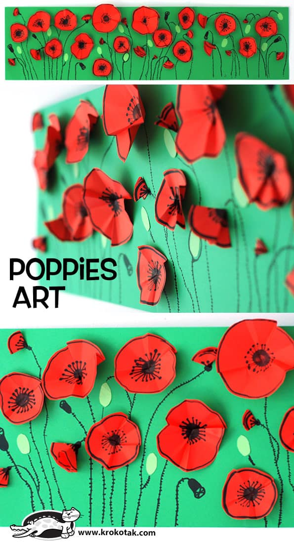 Folded paper poppy art