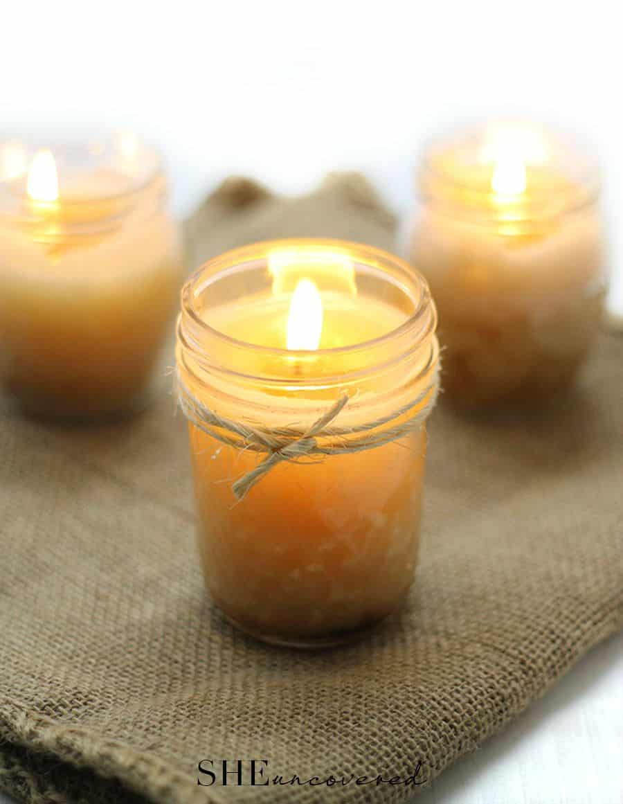 Mason jar pumpkin spice candles