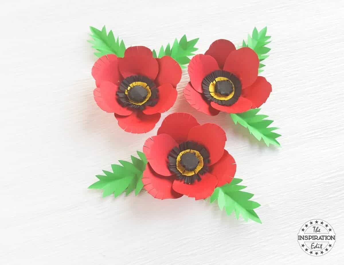 Paper flower poppies with template