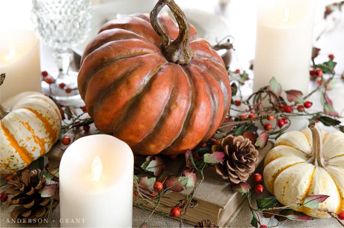 Simple fall tablescape using old books