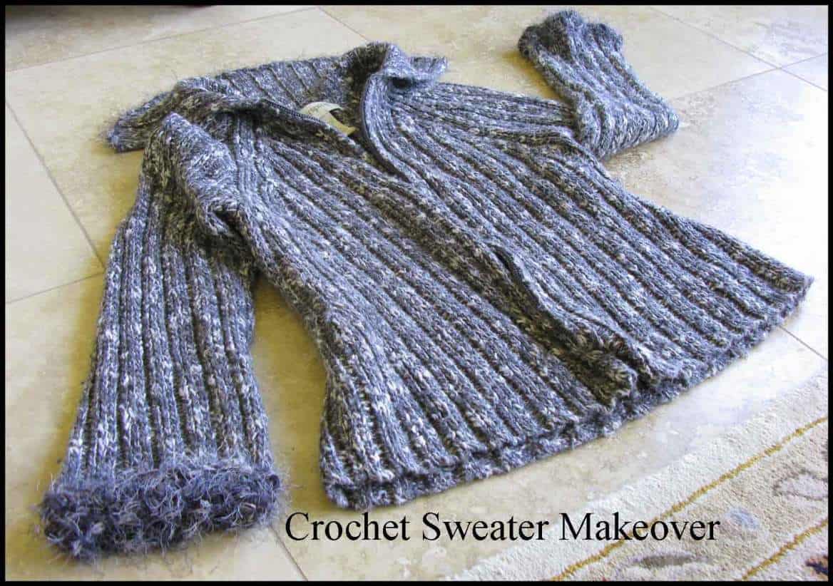 Thrift store sweater crochet trim makeover