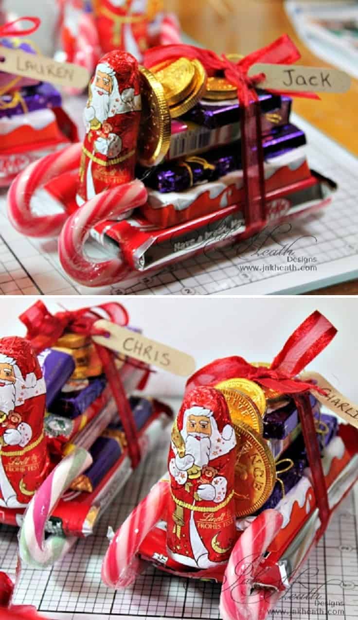 Candy cane and chocolate sleigh