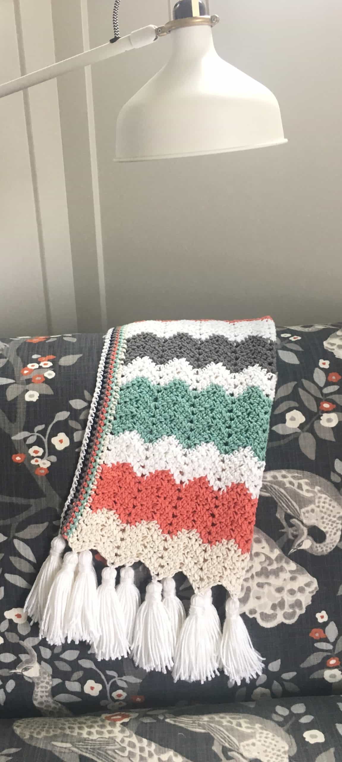 Crochet chevron stroller blanket