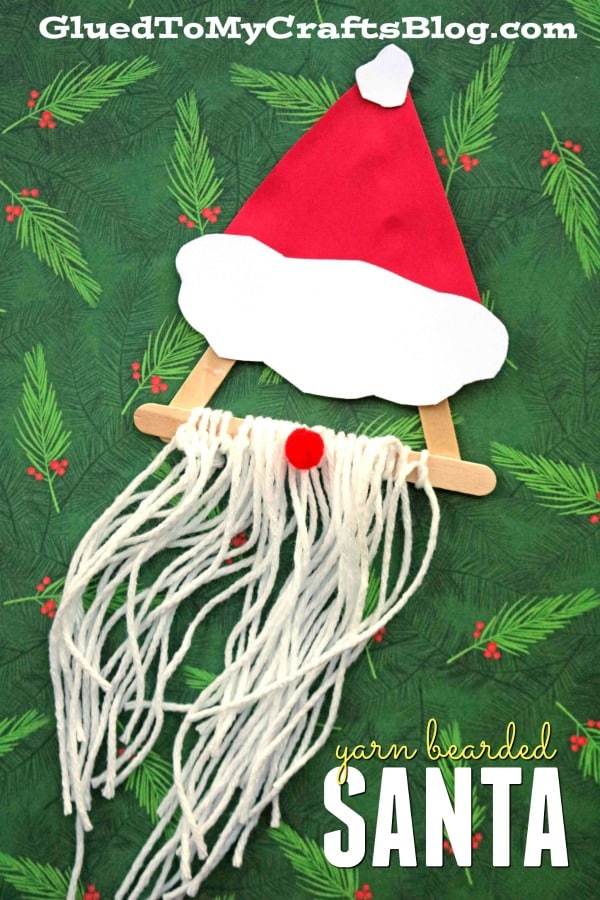 Cute popsicle stick and yarn bearded Santa