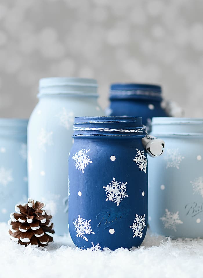 DIY snowflake mason jars