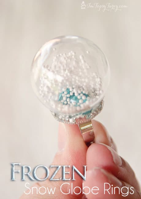 Frozen inspired snow globe rings