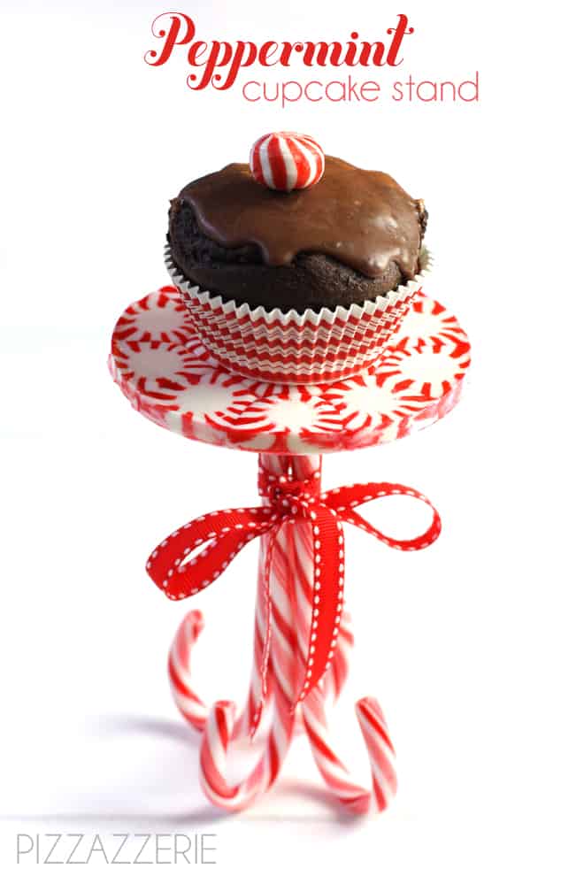 Peppermint and candy cane cupcake stand