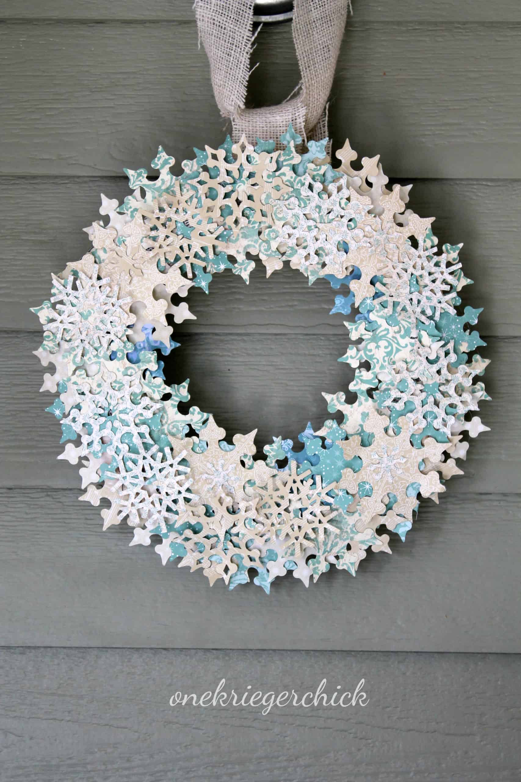Pretty cut out snowflake door wreath