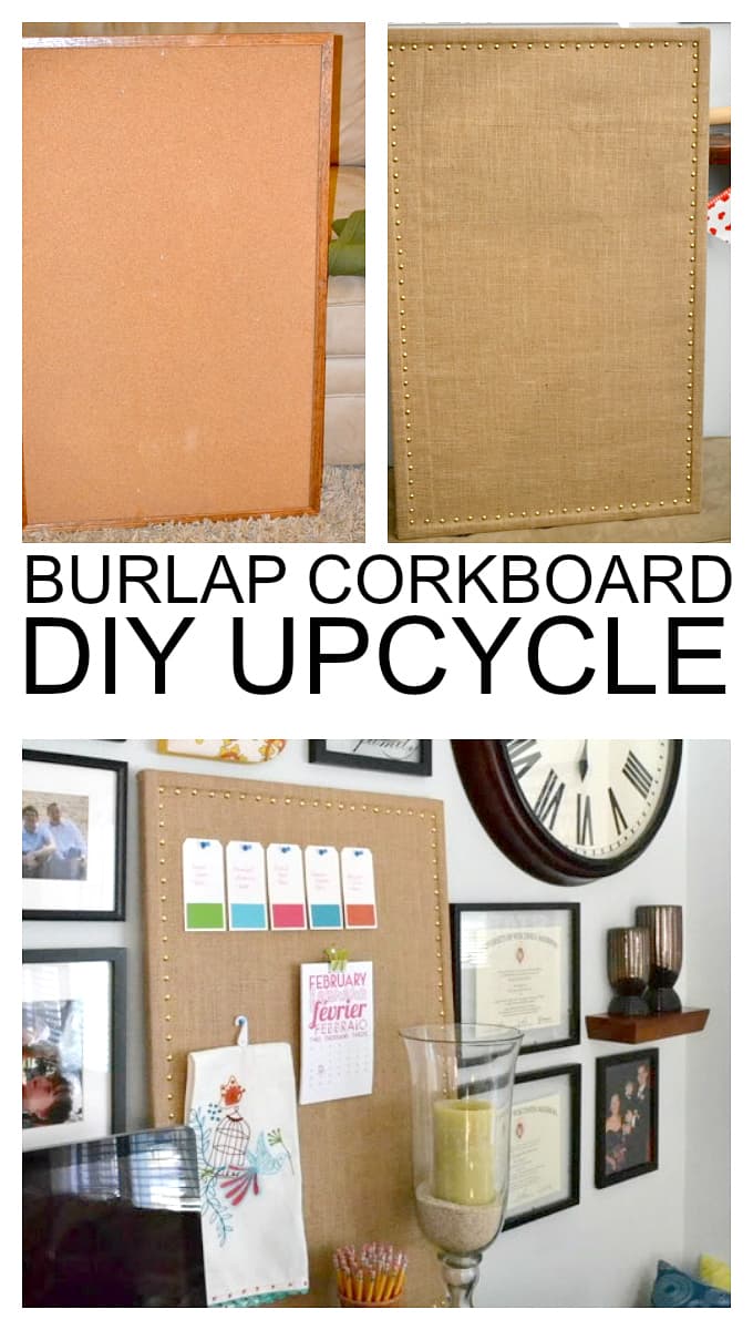 Cork and burlap DIY message board