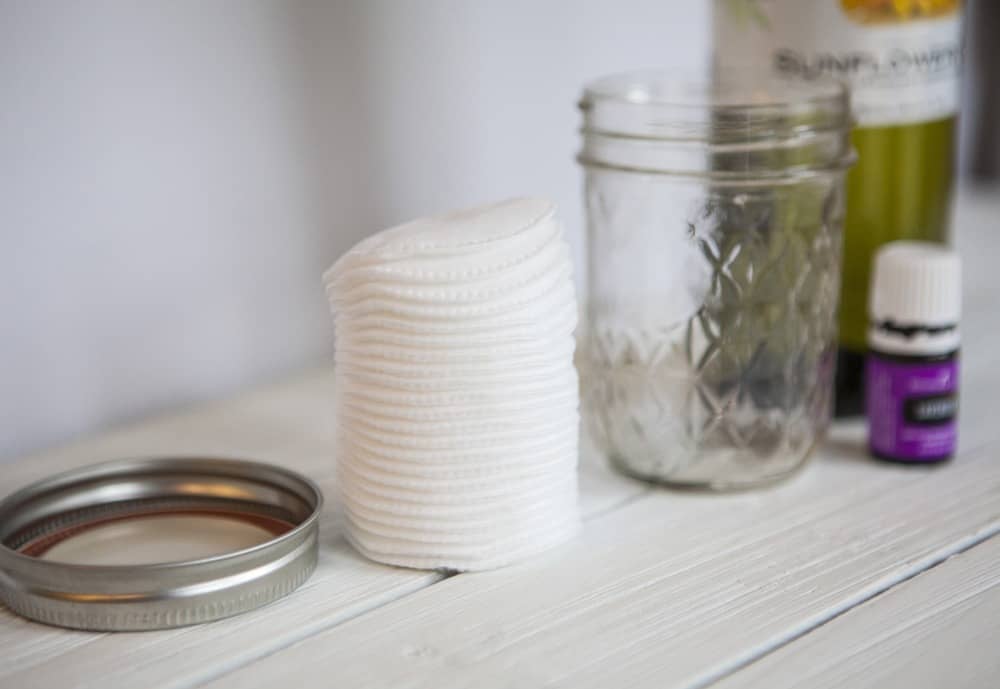 DIY coconut and lavender oil cotton makeup remover pads